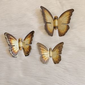 Vintage set of 3 brass butterfly wall hang…